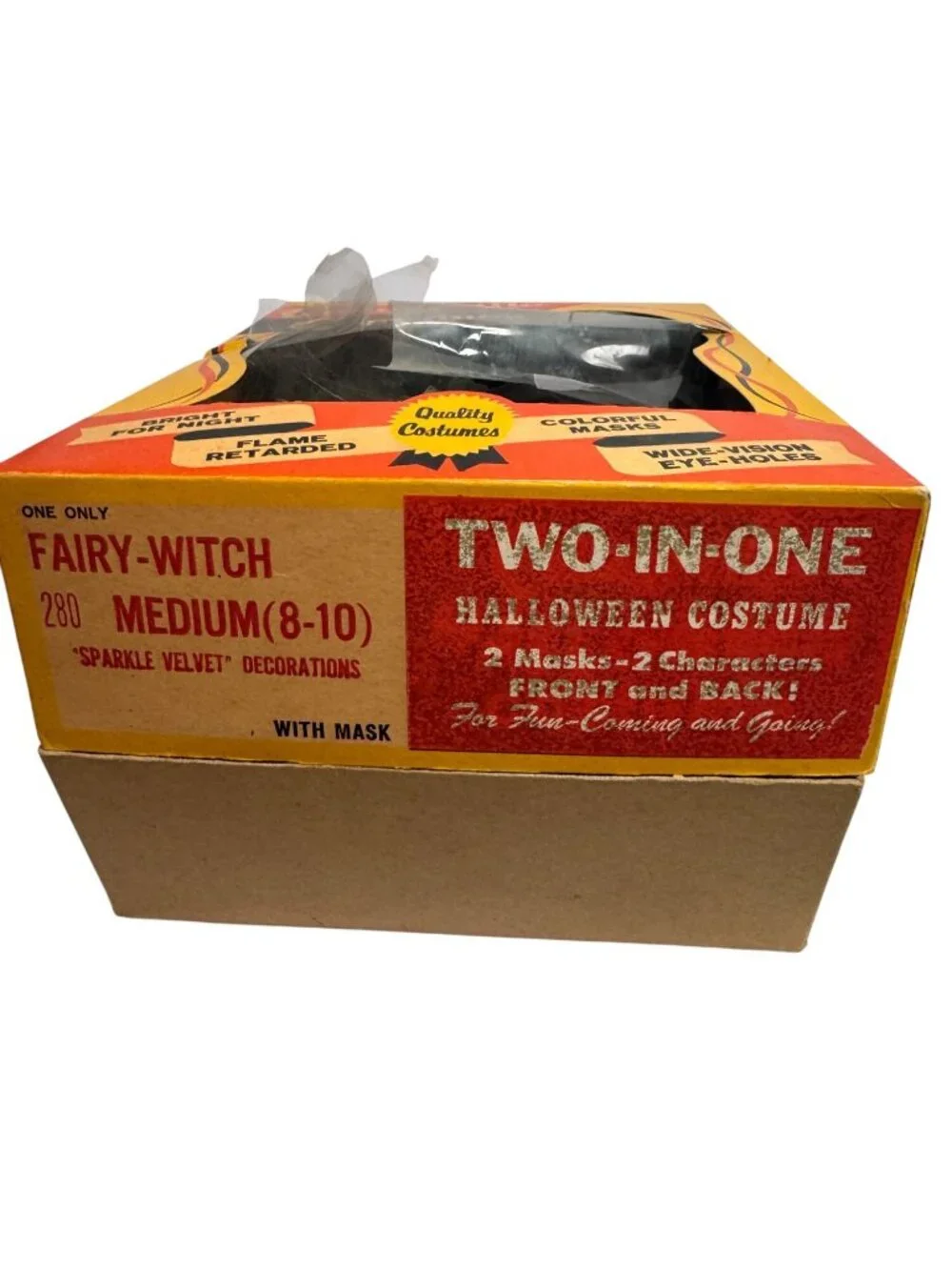RARE Vintage Collegeville Fairy Witch 280 Two-In-One Halloween Costume 2 Masks